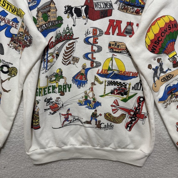VTG Everything Wisconsin Mens Sz M Inlet Bay Made in USA Graphic Sweatshirt - Picture 9 of 14